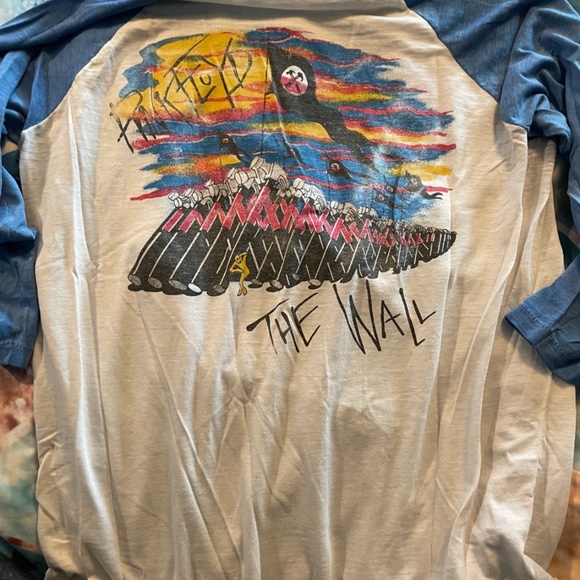 VINTAGE Pink Floyd The Wall Jersey Style Tee (1980's), Men's Medium/Large - Picture 5 of 10